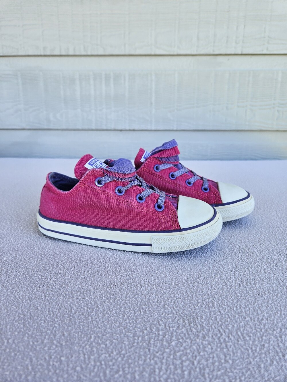 Converse CTAS Double Tongue Low Top Sneakers Toddler SZ 10 Pink Purple